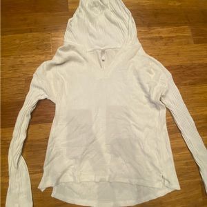 Long sleeve white tee with hood